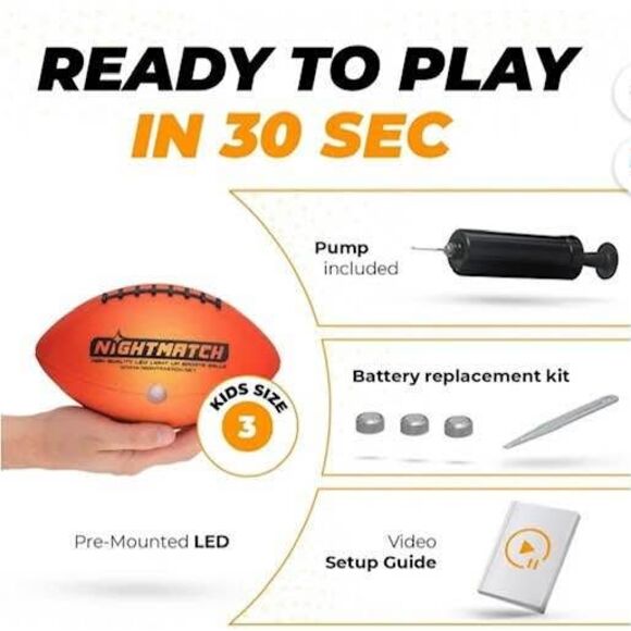 NIGHTMATCH Glow in The Dark Football - Ultra Bright Waterproof LED Light - Picture 2 of 5